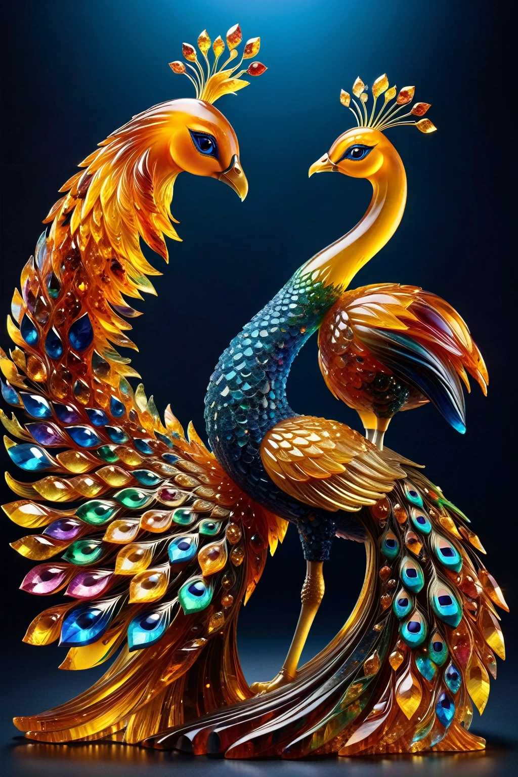Lal Amber,(geometry),rainbow,详细of对称圆形虹膜,shattered Glass fragments,Fascinating (Diamond Peacock:1.2),Front upright,Peacock opens the screen,adorned in a cosmic-themed that mimics the shimmering auroras and sparkling crystals of distant galaxies,戏剧性of空灵之美,cinematic backdrop of a simple black,production_of_Item_破碎of_Glass,