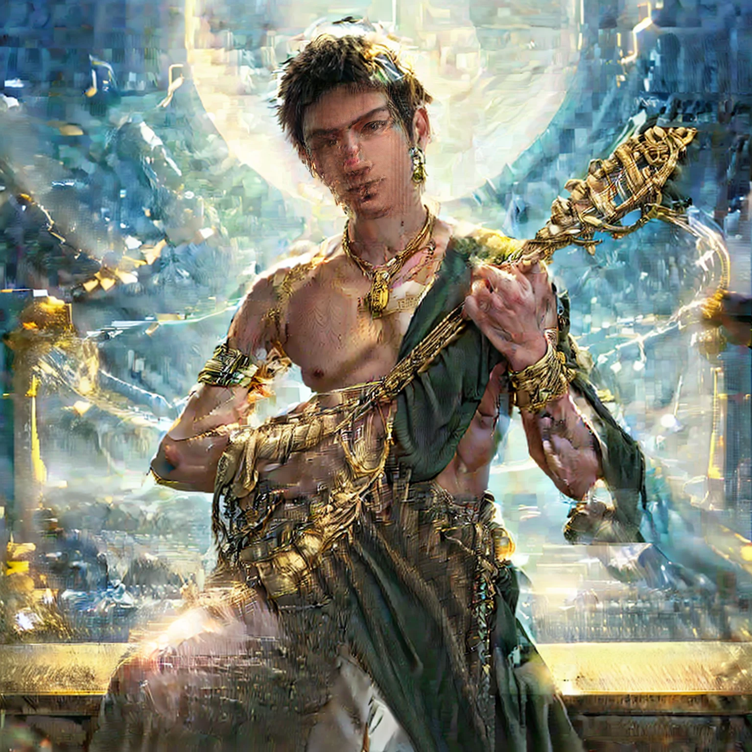Handsome man, exquisite gold jewelry Sharp, high-resolution images ,