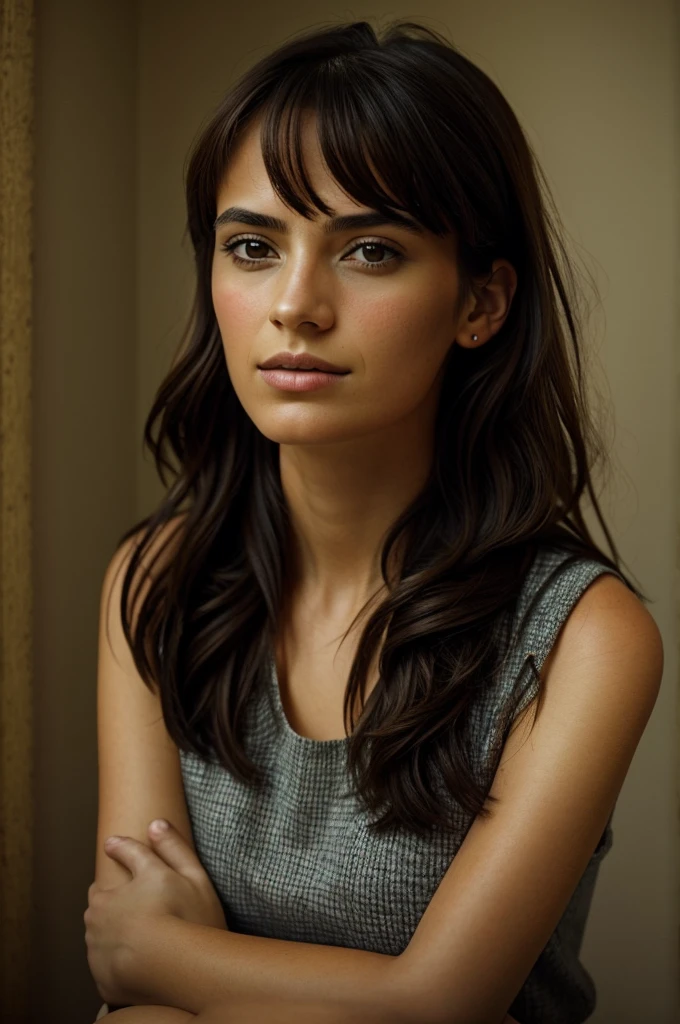 "Imaginez le PORTRAIT d&#39;un sympathique Américain de 27 ans. Elle a court,cheveux BLONDE soigneusement tressés et tressés, yeux marron frappants. SITTING ON THE TERRACE OF THE RESTAURANT.