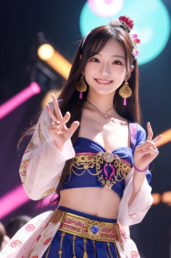 Idol smile Japanese Long Hair Charm dance Uplifting Raising hand Late 20s Beautiful face 日本のIdol Colorful costumes Mature Sana from TWICE Japanese女性 Idol No hair ornaments required Influencer Don't wear hair ornaments Three finger countdown