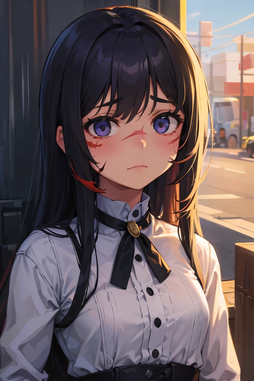 Girl with scarred face