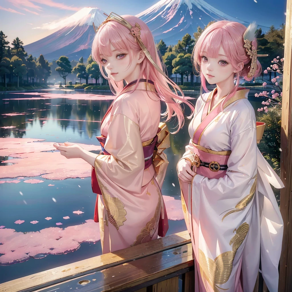 ((8K, RAW Photos, Highest quality, masterpiece)),((Showing the kimono from the obi up:1.5)), High-resolution RAW color photos、
Professional close-up photography, (Realistic, フォトrealism: 1.37),
(Highest quality), (Best Shadow), (Best illustrations),
High-quality images、Skin Radiance、Texture of skin and clothing、
Expression of fine eyes、Shiny Hair,Long Hair Girl, Manga inspired by Lee Jong-suk,
Trending on deviantart, realism, detailed manga style, Manga art style,
Perfect Line Drawing, Beautiful line art, digital manga art girl, K-POPアイドル, dress,
Beautiful brown eyes, Fuller lips, Gorgeous face with attention to detail,
(Cute Smile), attractive, Innocent, (Perfectly detailed face),
(Detailed and carefully drawn hand) Photorealistic images, Written boundary depth,
Japanese style princess cut hairstyle,
best quality, masterpiece, New Year,
((Kimono with strikingly beautiful colorful colors,red,pink,gold:1.7)),
Three Japanese high-school cute girls, ((looking straight)),
gently smiling,
((upper arms hidden by clothes and hair)),
(innocent and pure high-school-girls:1.7)
((white short scarf)), ((white feather shawl)),
(separately side by side:1.4),
shrine background, (mount Fuji:1.3), ((snow))
winter(season), (outdoors:1.5)