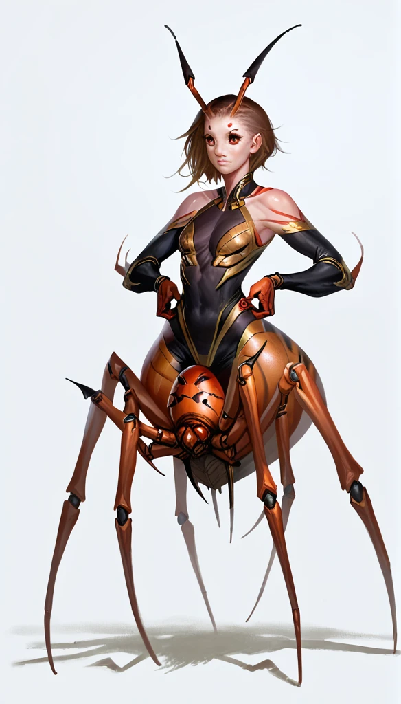 score_9, score_8_up, score_7_up, (clear simple background, white background, papyrus background),
(Spidergirl)), _young, anthro, (arachne), arthropod girl, spider body, solo, (female), (fullbody, focus), beautiful, (dressed)