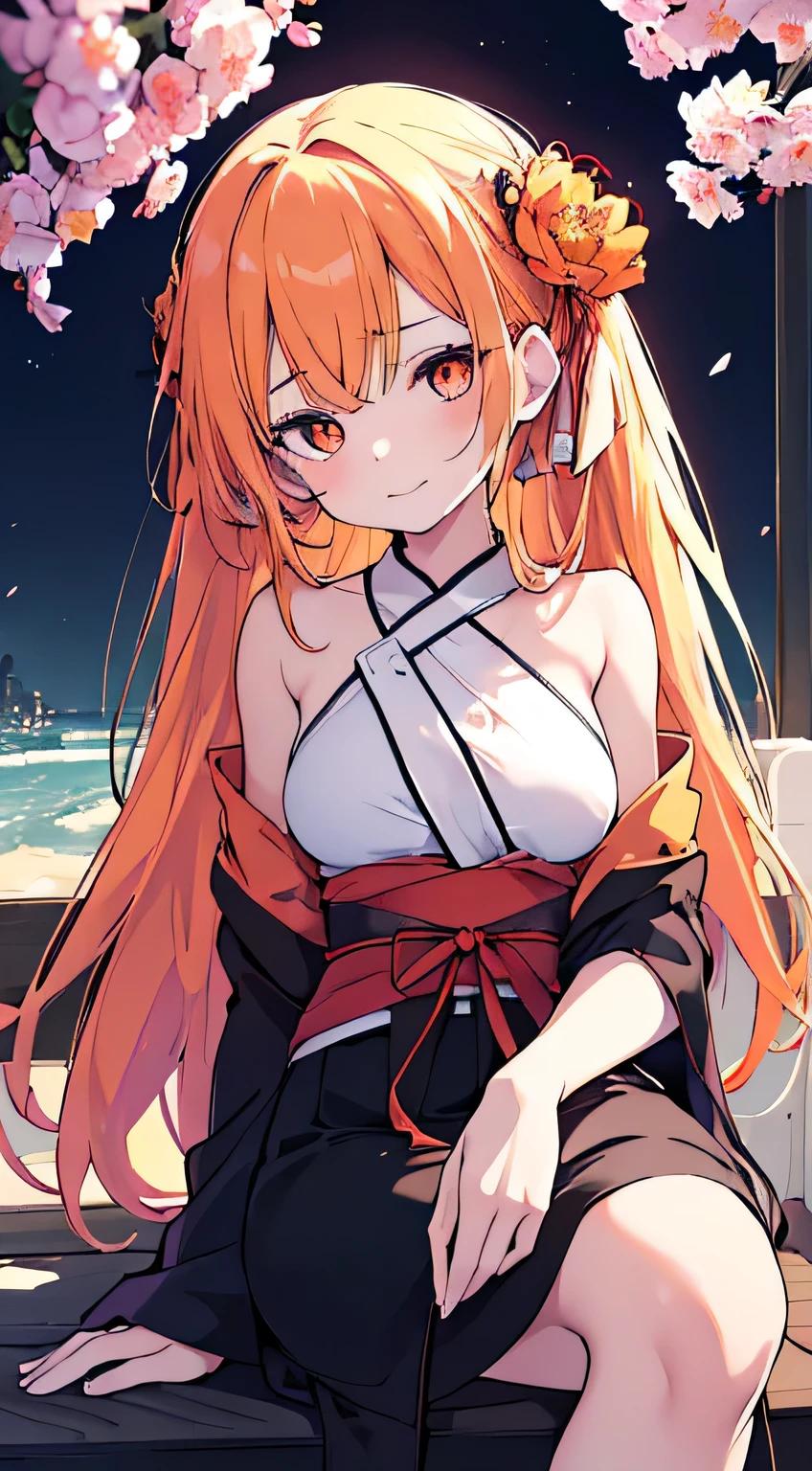 (((Mon Ma longestchick, maxquality, ultra high resolutionVERYscarless)))), 1girl, determined, sitting, (long straight orange hair tied up with red ribbon), pale skin, ((bright orange eyes encircled with lashes)), ((stellar aura particles motes drip from her"> body)), (((ultra-detailed facial structure, stunning chiseled features as pride of artwork)))), ((centered, looking down, slouching on knee, arms resting on leg, an earth shattering smile on its enchanting lip service--defiance of laws and atmosphere & grand intentions-, giving surface down))), (wide-open hillside with fragrant orange and red autumn wild flowers ), medium sized full breasts with a kimono hanging open unveiling axiom skin but maintaining a wholesome appearance, ((pensive, dreaming in reverie, hand holds a delicate rice flower behind her ear)), ((perfect folds waves texture upper class transparent/semicondu相由 amateur errors in manipulations/iansit・y lines)), (((head-Vertical, salient feature in focus w lip corner skew head Savage porn FLAG, upper body under focus,WRITE-Ingin Nude,-trendy edgy fashion≠ Ed otak M alignment mdl hips ultra defined as further pointIntegrallthree Major body asymmetries sogo f)^{-ɪ els lower grainy knees [[[ All bendgrades ERR_MIMelse ==[] a==> </rend me drive engaged /Let / malformat misallefi [[ requiring google f crisien |1S study)).