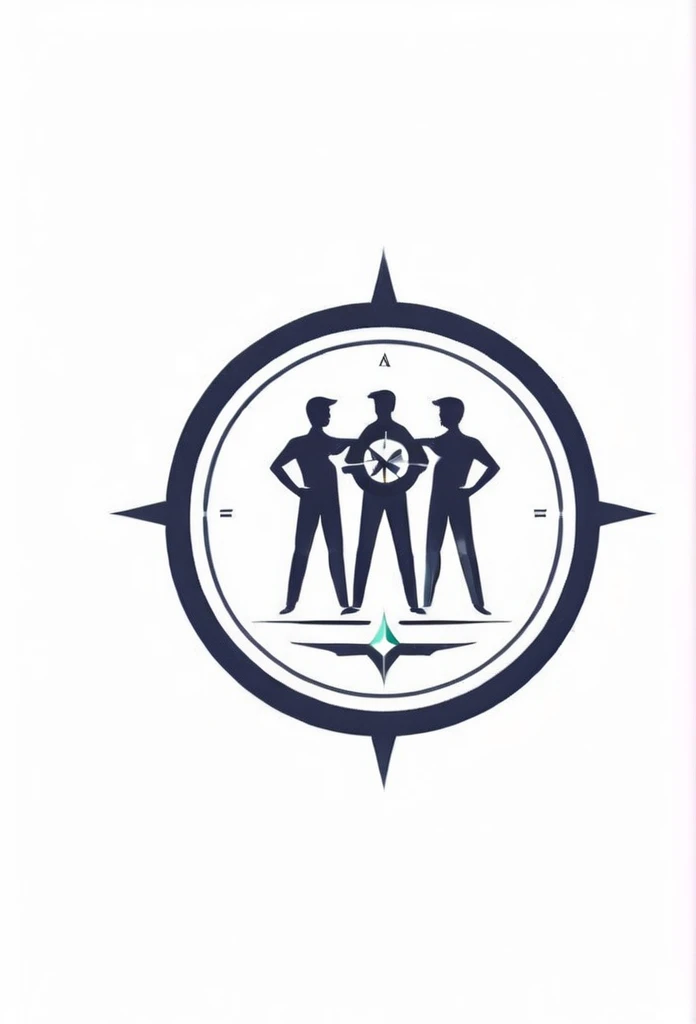 A logo for an investment company A logo with small people standing with their arms around each other A logo with an illustration of a compass A pretty cool, chic and modern design The background is white