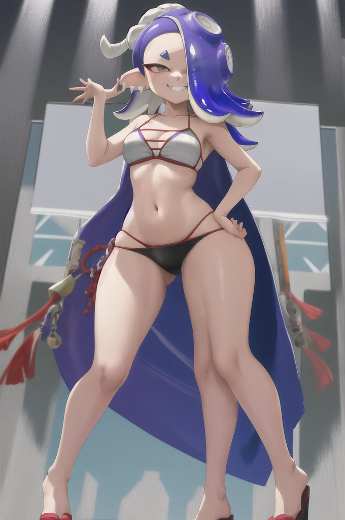 masterpiece, best quality, highres, 1girl shiver, sexy bikini, smug grin, sexy pose, wide stance