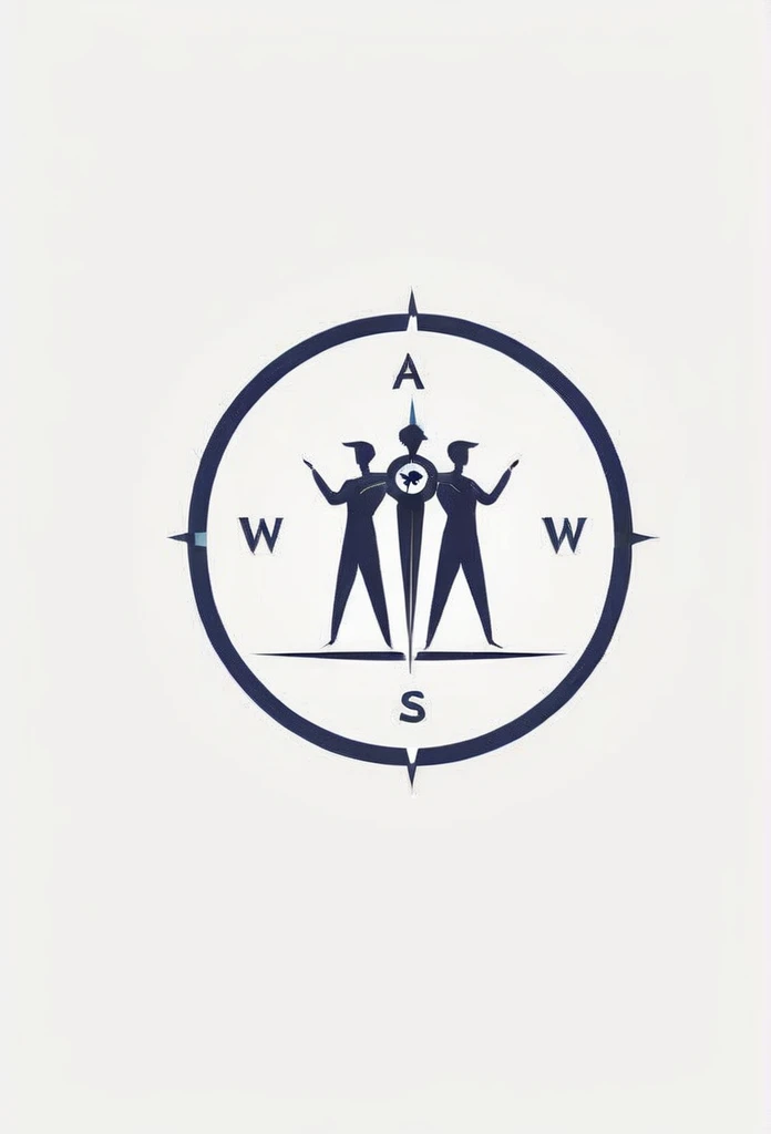 A logo for an investment company A logo of small people standing with their arms around each other Expressing friendship A logo with an illustration of a compass inside It has a very cool, chic and modern design The background is white