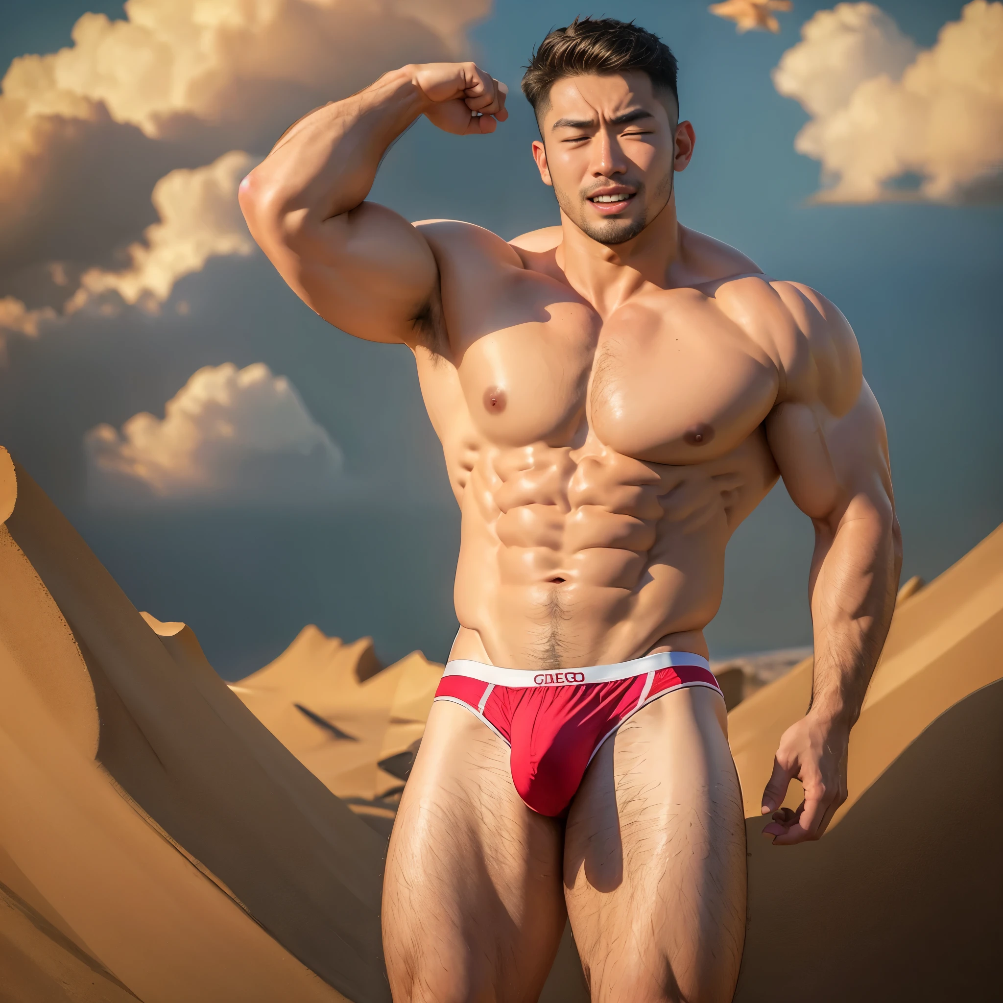 The expression of reaching the climax, Asian people