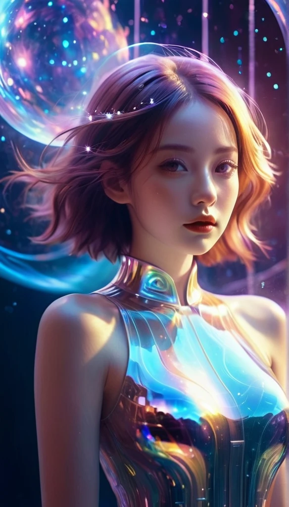 (Multiple Exposure:1.8),Dubrec style,Girl virtual holographic digital avatar,Futuristic magnificent starry sky image foreground,psychedelic planet,magic nebula,In space,Complex illustration in superrealisticart style,surreal dreamscape,Becoming an invisible virtual hologram,Transparent character portrait,Virtual holographic digital image,Superrealisticart, 4K Hyperrealism, Surreal Portraits, Beautiful Surreal Portraits, of surrealist digital art, Surrealism and Fantasy Art, of surrealist digital art, Surreal Portraits, Superrealisticart, Emotional Surreal Art, Fantasy surrealism, 8K Hyperrealism, Surrealist Concept Art
