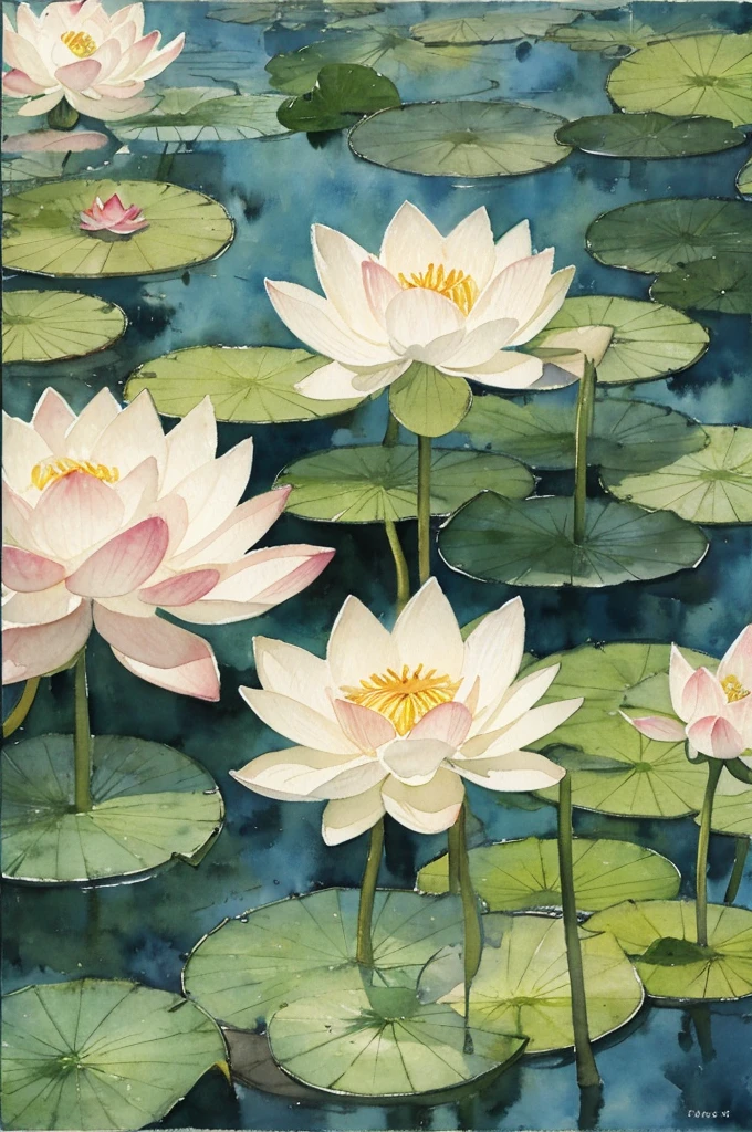 lotus, watercolor,