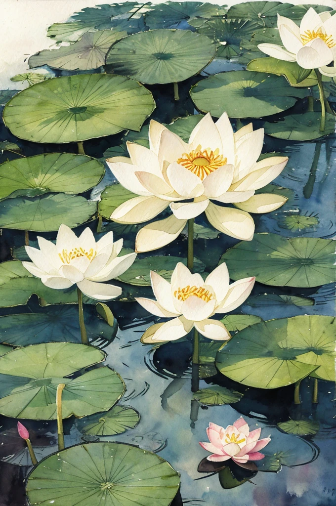 lotus, watercolor,