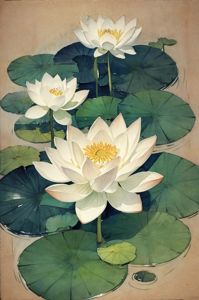 lotus, watercolor,