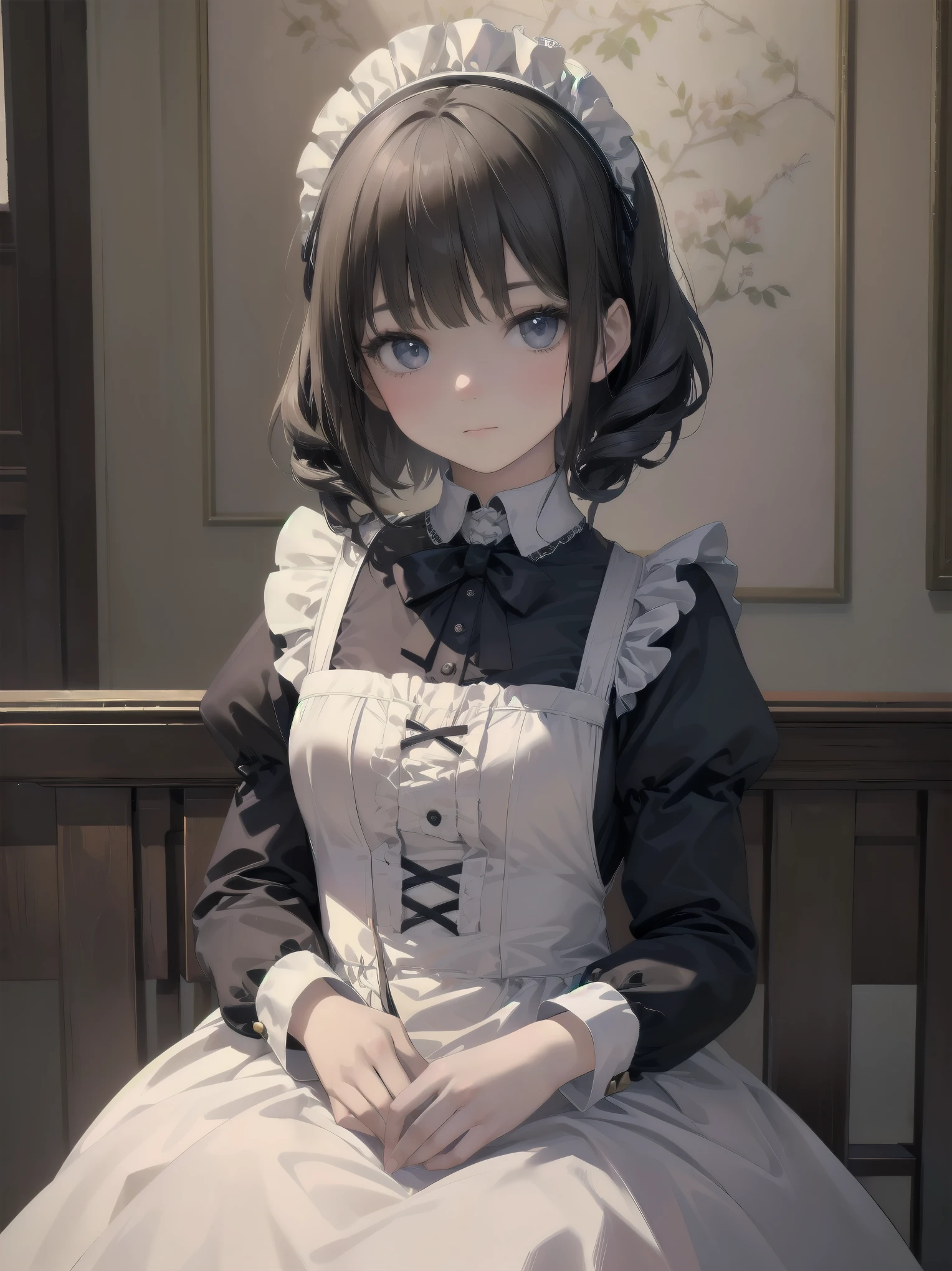 (Highest quality、16K、masterpiece、Ultra-high resolution、Victorian era、Photorealistic:1.2)、A delicate  girl, aged 1 Maid、