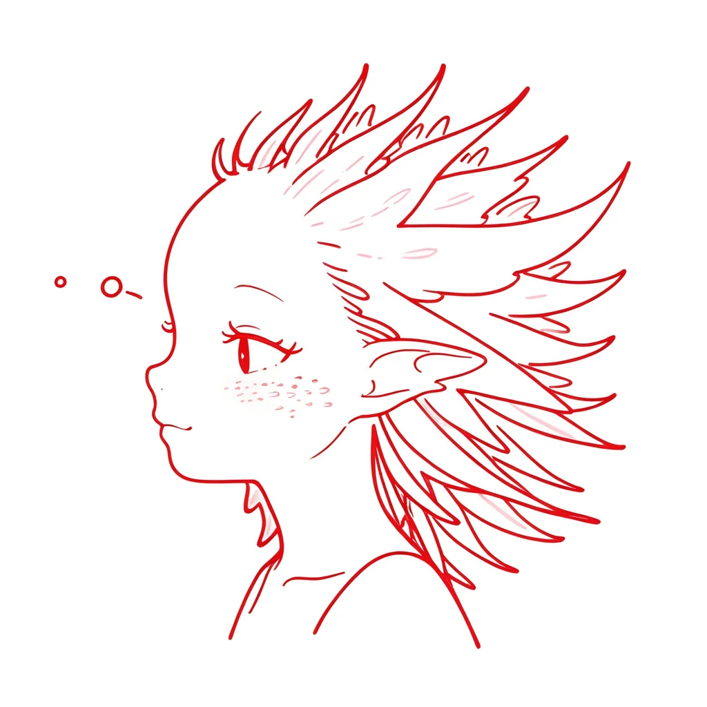 1 axolotl only,simple,(white background:1.4),doodle,scribble,minimalism,diagrammatic drawing, Day Dream,3fins growing from the face side
