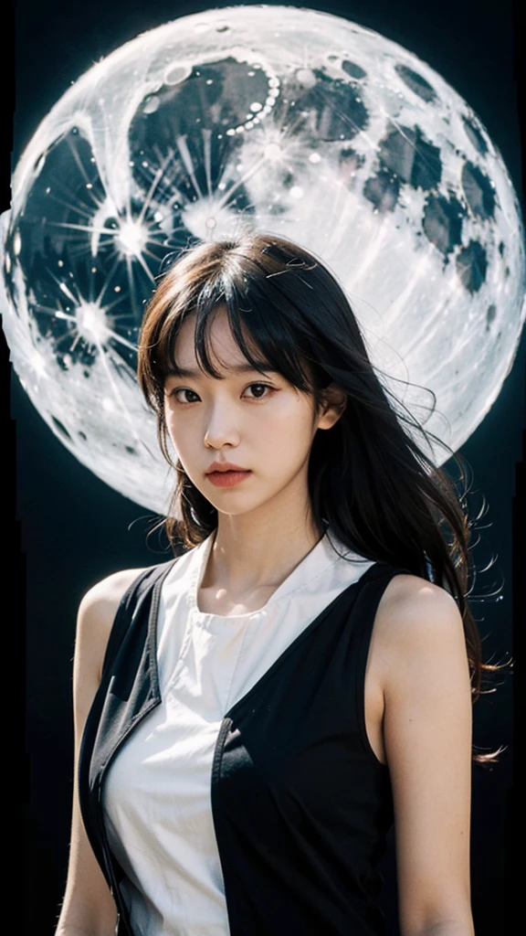 Improve contrast，paper cut out（1 Girl and the Moon），
