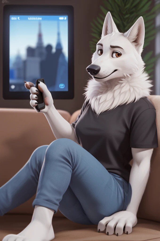 Varvara\(Moscow\), (white body:1.3), white fur, Brown eyes, Moscow, dressed, T-shirt, jeans,dog, wolf, Detailed fur, Woman, breasts, anthro, paw pads, toe claws, treats guests, waves to the viewer, 5 fingers, paws, 4 toes, ring, sits at home
BREAK from nextel, for dating, from xenoforge, (complex, high detail, filming, soft focus, RAW while sitting at home,
Photorealism, realism, photorealism, digital style, Subsurface scattering,
masterpiece, Best quality, ultra realistic, 8k)