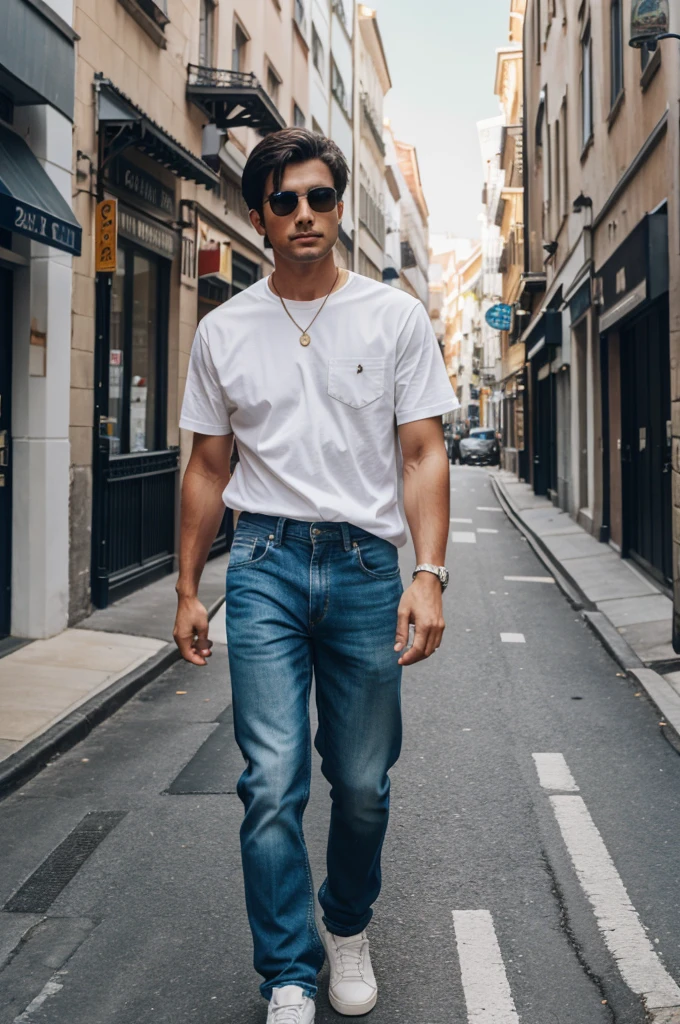 A killer holding knife in his hand and walking on street