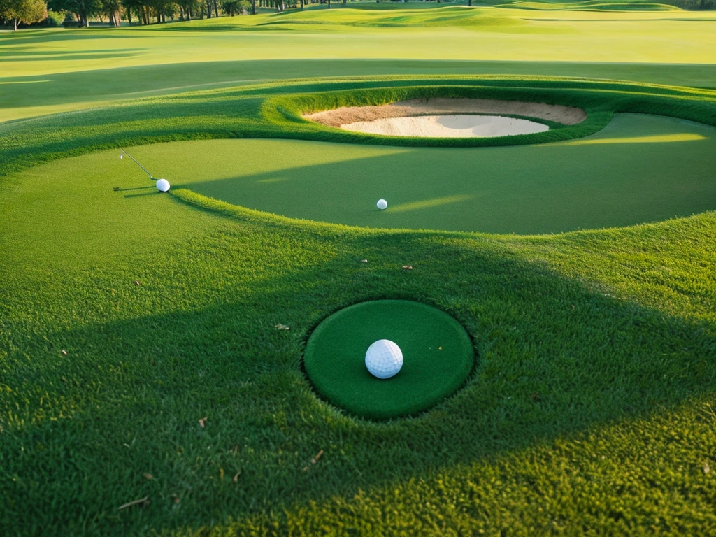 golf　green　hole　Aim with a putter