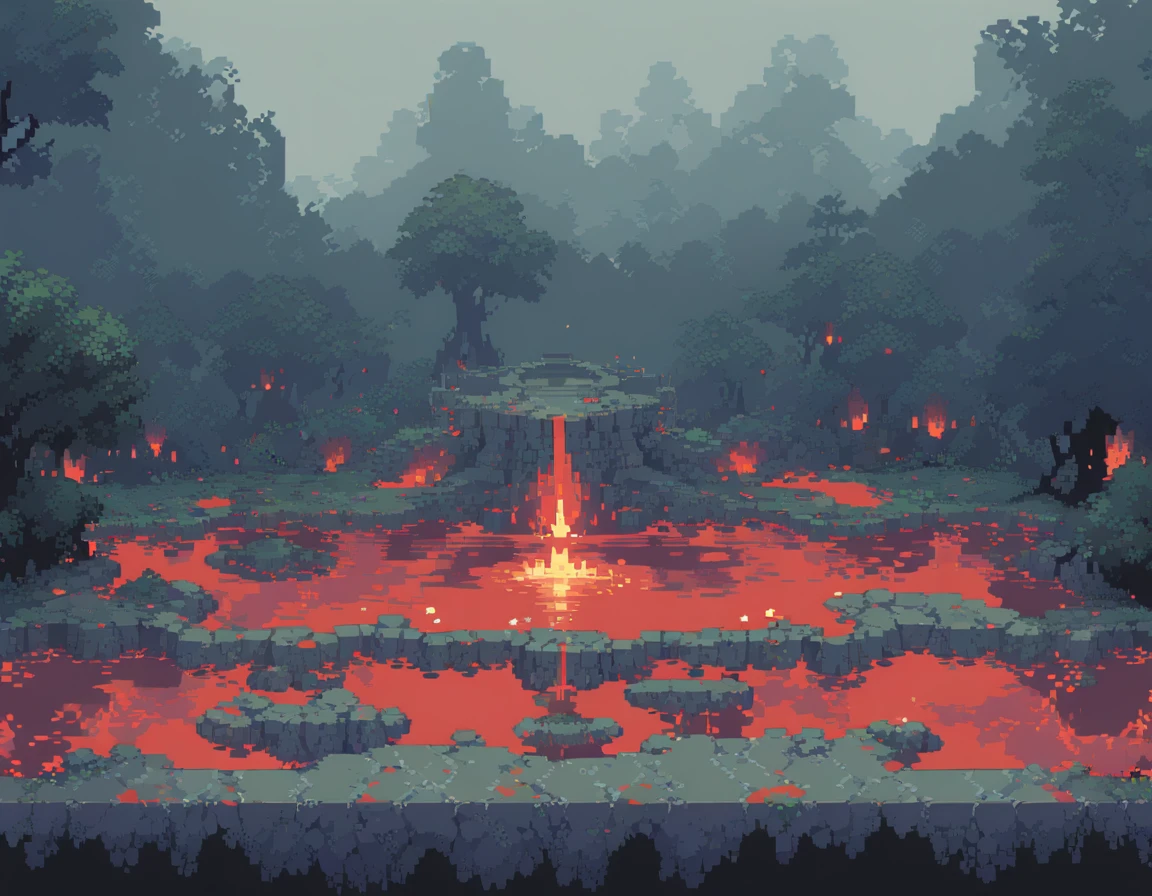 Pixel Art,Pixelated,8 bit,Retro game,Dim colors,Retro Style,Pixel animation,Low resolution，Dark Style，Blood Pond