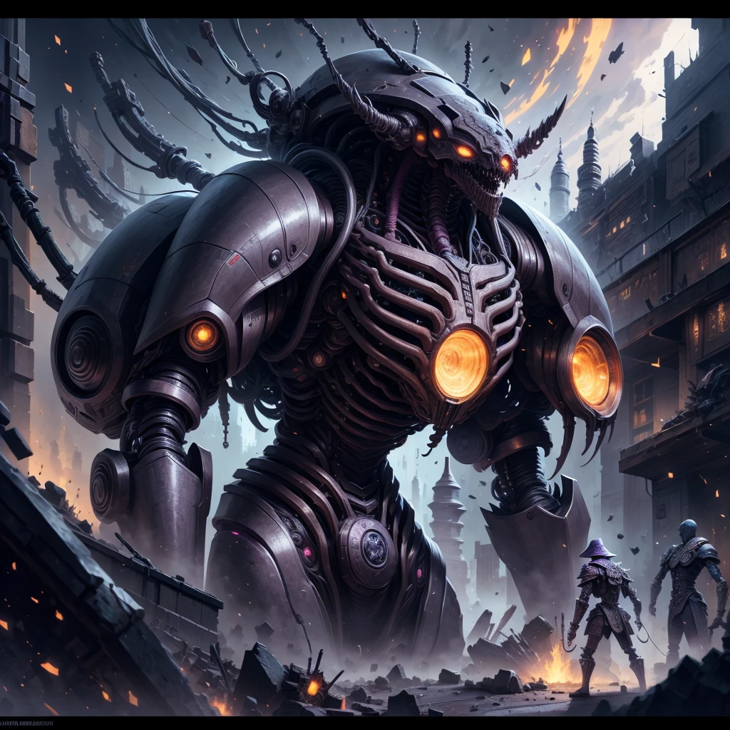creepy киборг, microcircuits,Cyberpunk, steampunk,detailing, tubes throughout the body,Humanoid,full length, creepy, sharp parts,Shrike, male, pipes ,wires,necromechanics,A bunch of details,inhumanity,rubbish,Pistons,post apocalypse, The face is disfigured,Claws,robot,robotic parts, scary
