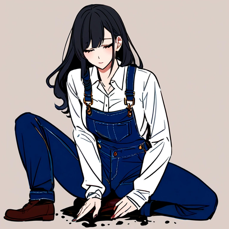 girl shit mess her overalls