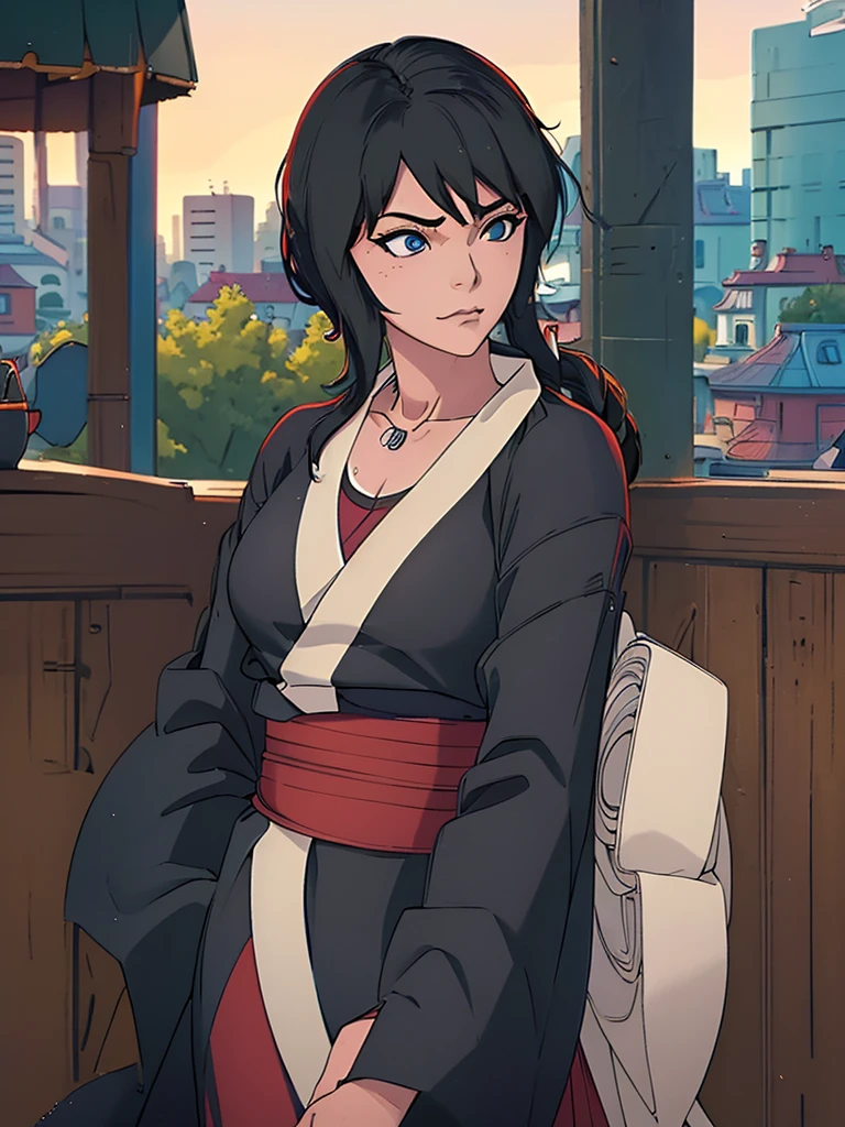 Just one girl,Best quality, 4k, high resolution, body stuck dress, perfect smile, gorgeous, white skin, ahegao face(hentai face) , black hair, wearing bodystuck kimono with long sleeves and red edges, Wearing bodycorn kimono, clothes are stuck in body, kimono bodyfit outfit(black),1 girl, solo, seductive look, elegance and charm, (masterpiece, best quality, high resolution), looking at the viewer, standing, (intricate and beautiful:1.2), (detailed light:1.2), (soft light, side light), (high resolution textures) , holding leash in hand(chain leash), outdoor, Burmese girl, wearing gorgeous jewelary, wearing harness over the outfit ,outdoor background, sun light, attractive, sexy, mature and hot, young,(masterpiece:1.3), (disorganized:1.3), (highest quality:1.3), perfect anatomy, detailed face, front view, perfect right hands, looking at viewer, (Super detailed:1.3), (best shadow:0.7), (treated hair), fine eyes, beautiful eyes, young aged woman, alone, standing, crystal earrings,closed_mouth, , outdoors,Thick thighs, arrogant face, small