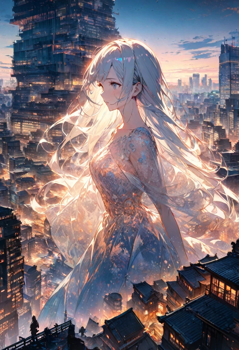 Double exposure of beautiful and delicate lady(Clear and perfect face)image,The background is a super detailed Tokyo city,very suitable, Beautifully, Complex illustrations, Artwork Concept Art Masterpiece, best quality, Very detailed, HD