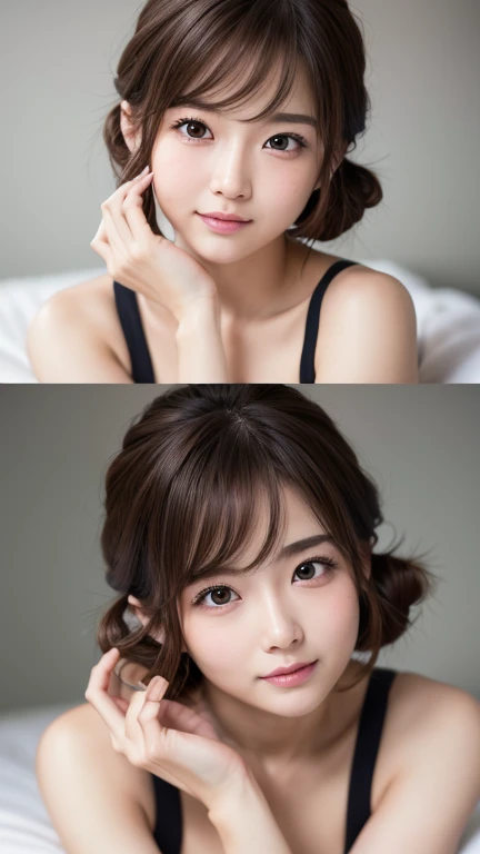 masterpiece:1.3), (8K, Realistic, RAW Photos, Best image quality: 1.4), Japanese Girls、(Random Hairstyles:1.2)、Baby Face、Highly detailed face、Attention to detail、double eyelid、Beautiful woman:1.4、Light brown hair、Highest quality、masterpiece、Ultra-high resolution、(Realistic:1.4)、Professional lighting and attention to detail make you smile、Loose、thin、short hair、Deadly position、whole body、one piece