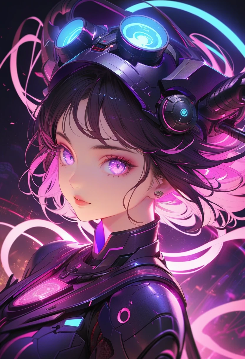 1机械女孩,((Ultra-realistic details)), portrait, Global Illumination, shadow, Octane Rendering, 8K, Extremely sharp,Metal,complex, Accessory details, Cool colors, Egyptian details, highly complex details, Realistic lighting, Popular on CGsociety, Glowing eyes, Face the camera, Neon light details, Mechanical limbs,Blood vessels connected to the tubes,A mechanical vertebrae attached to the back,Mechanical cervical fixation,sit,Wires and cables to the head