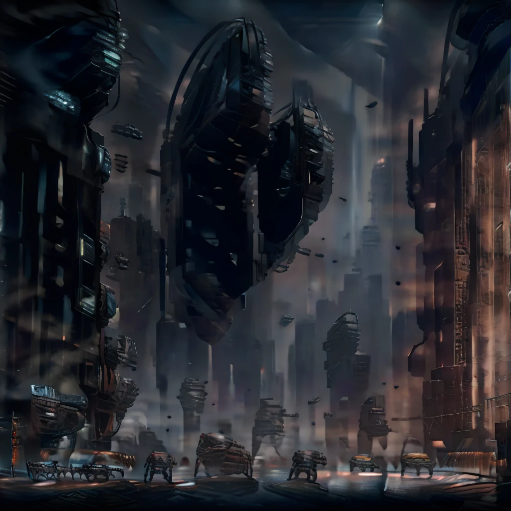 a massive orbital bombardment from alien cruisers, ultra-detailed cinematic sci-fi scene, dark moody atmosphere, dramatic lighting, intense action, complex machinery, glowing energy effects, advanced technology, metallic textures, highly detailed spacecraft, epic scale, photorealistic, 8k, best quality