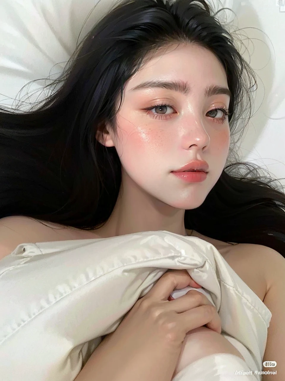 A photorealistic portrait of a 21-year-old sexy girl with long, dark hair and dark eyes. She should have a natural, approachable expression and be illuminated by soft, golden-hour sunlight. The background should be a scenic outdoor setting, perhaps a sunlit park or beach en maillot de bain. Capture this image with a high-resolution photograph using an 85mm lens for a flattering perspective