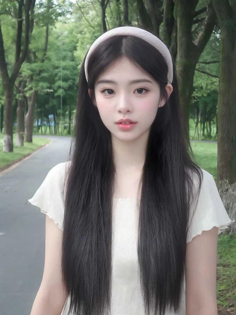 Long straight hair，Black hair，Clear hair，Hair is not greasy，High hair resolution，Clear pictures，Connect with nature