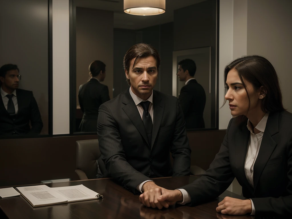 a businessman meeting, formal business attire, professional environment, negotiation, corporate office, detailed facial features, high quality, photorealistic, 8k, detailed lighting, cinematic composition, dramatic lighting, muted color palette, elegant ambiance, corporate boardroom, negotiating contract, intense discussion, thoughtful expressions, subtle gestures, serious mood, hyper detailed, masterpiece