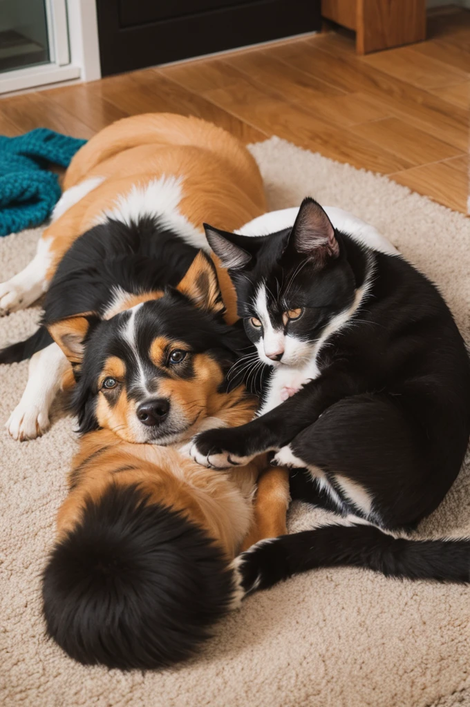 dog and cat sleeping together