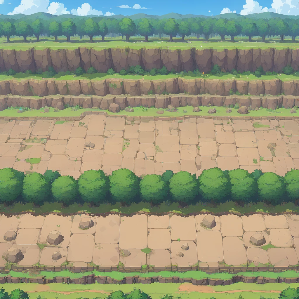 retro video game style,pixelated, vibrant pastel colors,8-bit characters,blocky shapes,sharp lines,detailed shading,classic gaming vibe,nostalgic atmosphere,classic arcade games,masterpiece:1.2,ultra-detailed,illustration style, 2d texture, stone texture, 4 k seamless mud texture, video game texture, dirt texture, tileset, game tiles, grass, 3/4th perspective trees, 3/4th perspective tileable rock texture, 3/4th perspective tileable cliff formations, tileable trees, topdown view, game texture, game art, tileable texture, very detailed cliff texture, intricate stones, top down view, 3/4th perspective