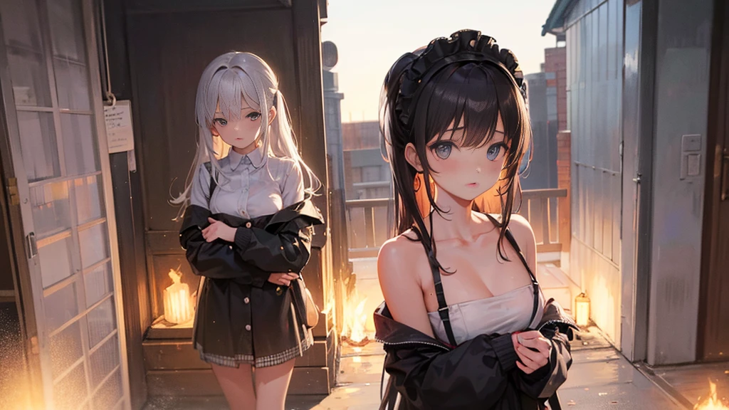 A beautiful girl looking at something dirty