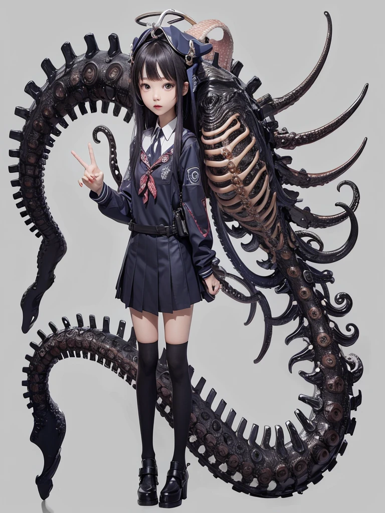Tentacle Girl. she's a mechanical tentacle. Knife at the tip of the tentacle. spine-like design. Japan .