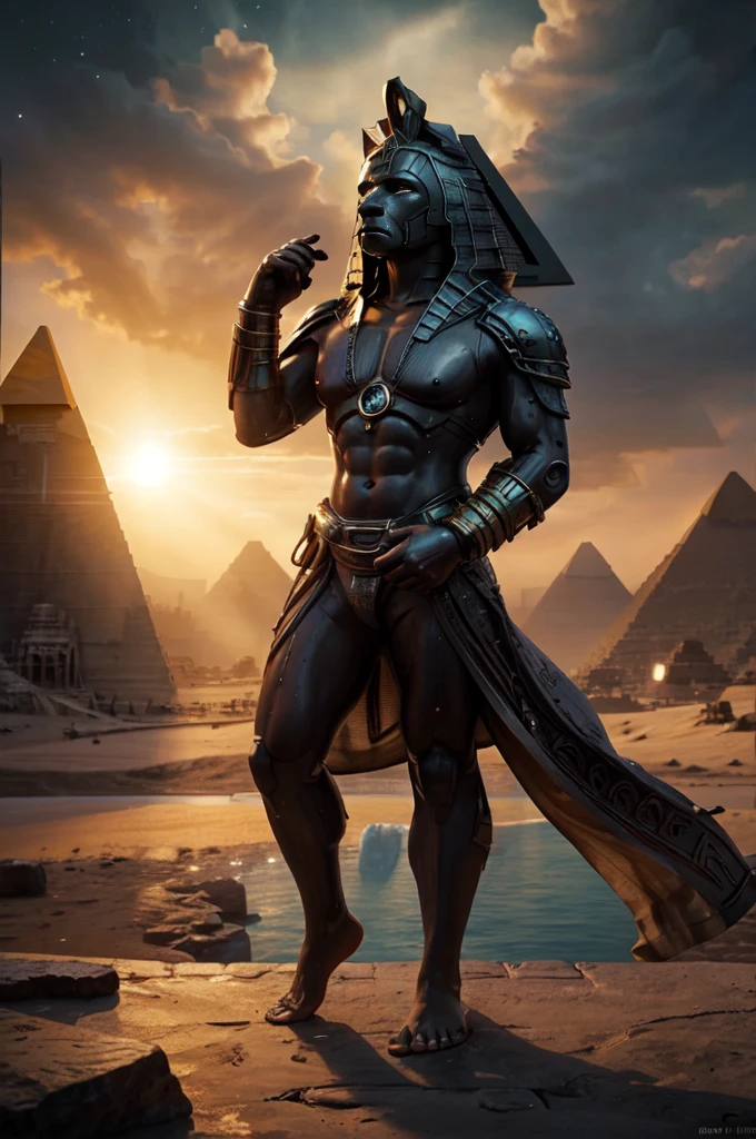 (((Barefoot furry character, full body, cinematic setting, furry male, plantigrade)))

See the earth at the peak of it's glory -
Days that are long gone.
The greatest empire of the ancient times
Behold the light so bright it blinds your eyes!
((Atlantis!))
Ancestor of Mankind
Those who have united
The earth under One Name
See the greatest city stand
In Anabiosis
What has once ruled all the world -
Mighty Poseidonis!
The great ((pyramids)) in place
Shelter us from danger,
We send ships to distant worlds,
Fearing not their anger.

BREAK, ((science-fiction scenery)), ((hitech civilization)), intricate details, highly detailed, extreme detail, octane render, fine art, best quality, highres, (detailed face:1.5), ((full_body)), respecting golden ratio, UHD, (((perfect hands))), low light
