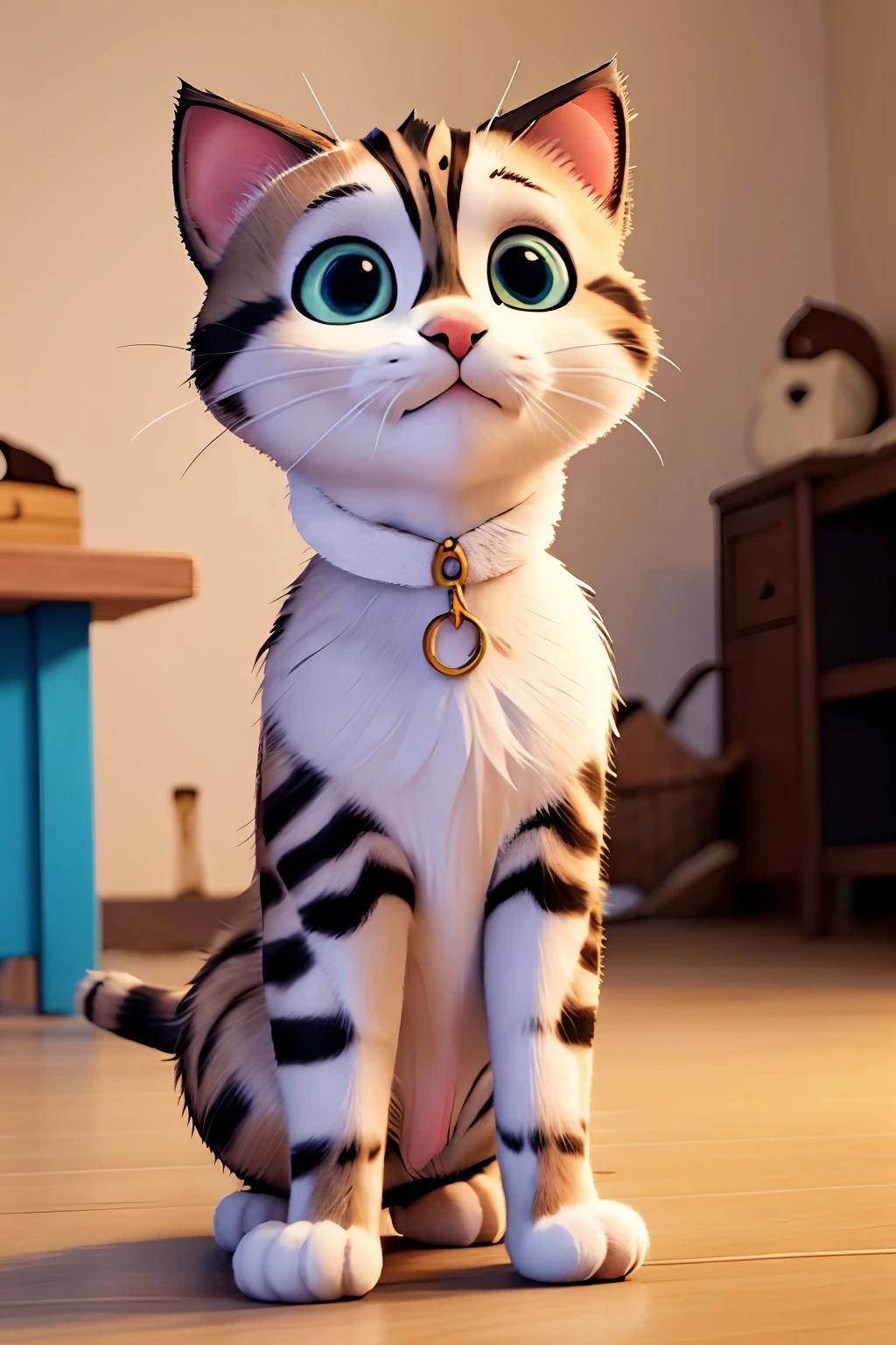 Make a kitten that the father cat scolds