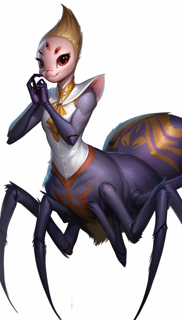 score_9_up, (clear simple background, white background, papyrus background), upper body, different views, 1girl,
(4r4chn1d, spider girl, _young, anthro, (arachne), spider body, taur), solo, (female), (fullbody, curvey bode, cute face, focus), beautiful, (dressed)