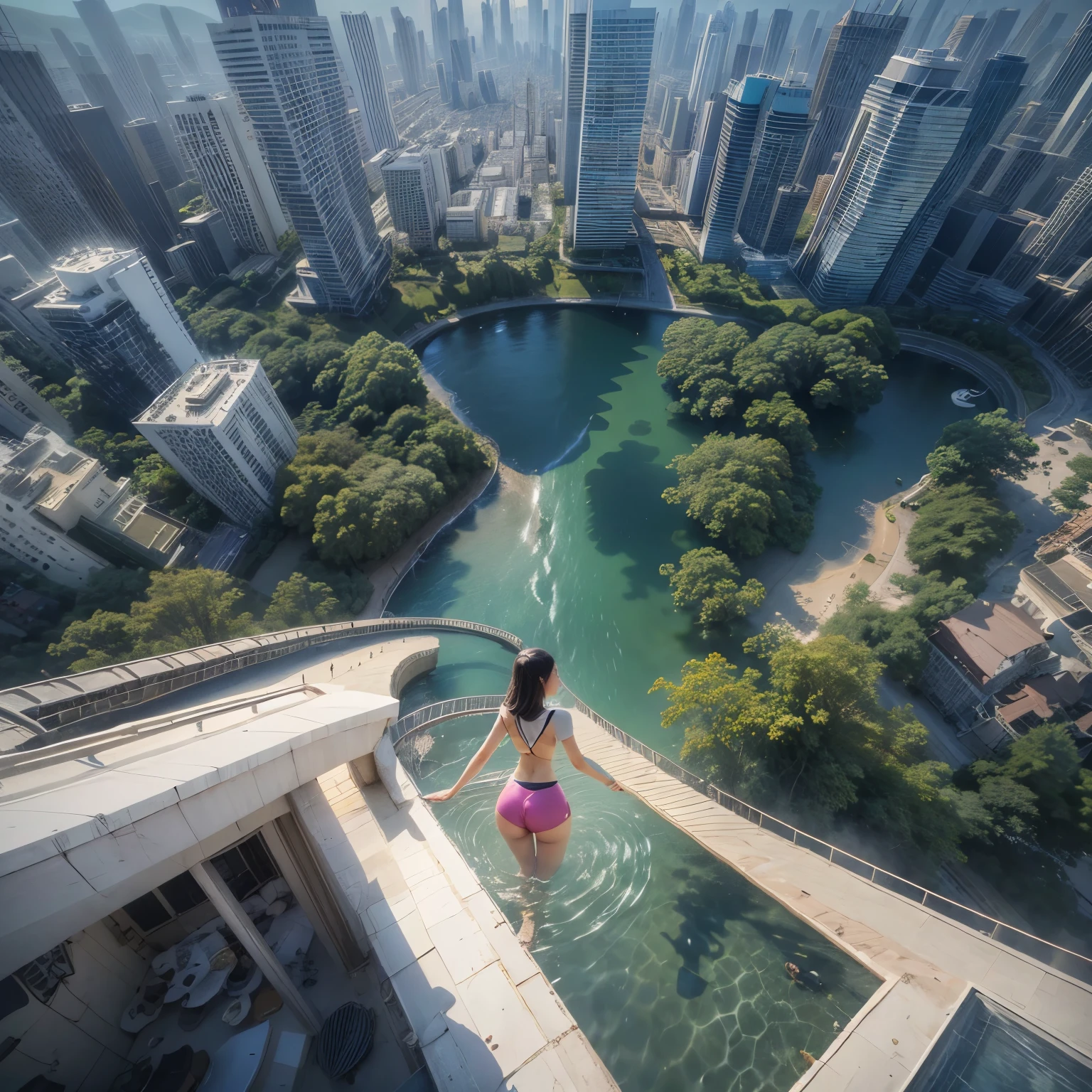 280th floor infinity pool,The tallest building in the urban forest, {Around bonsai|Luo Han Song|coconut palms|tulips|Rose flower}, ExtermlyDetaild(ProfessionlPhoto of Girls floating in the sky:1.37)(Masterpiece 8K TopQuality:1.2), {Leaky shoulders|Cocked buttocks|Natural soft light|Mid-range lens|sexy girl pose,|Very sexy pose|Tease|The urethral meatus is pronounced|acrobatic pose|elegant floating pose|Perfect dynamic pose|dramatic powerful pose|very artistic poses|powerful posin|gdoing splits and stretching|Cocked buttocks} BREAK beautiful graceful Detailed impeccable PearlSkin texture {HiddenHand|Corrected BabyLikeHand|Perfect Limbs}
