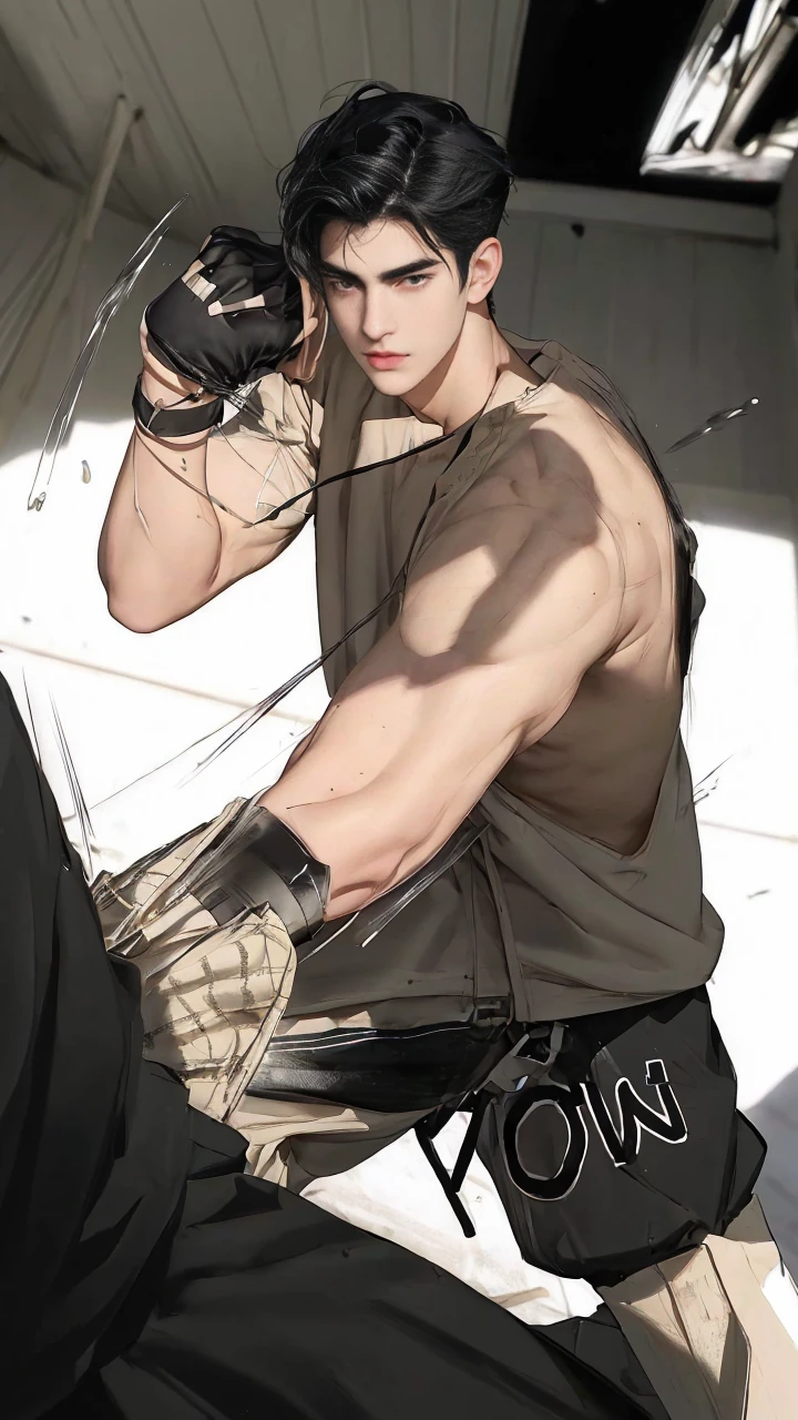 masterpiece, 1boy, adult, handsome, black hair, undercut hair, perfect face, detailed eyes and face, black eyes, clean shaved, muscular, capturing a rural atmosphere, dynamic lighting, unreal engine 5,