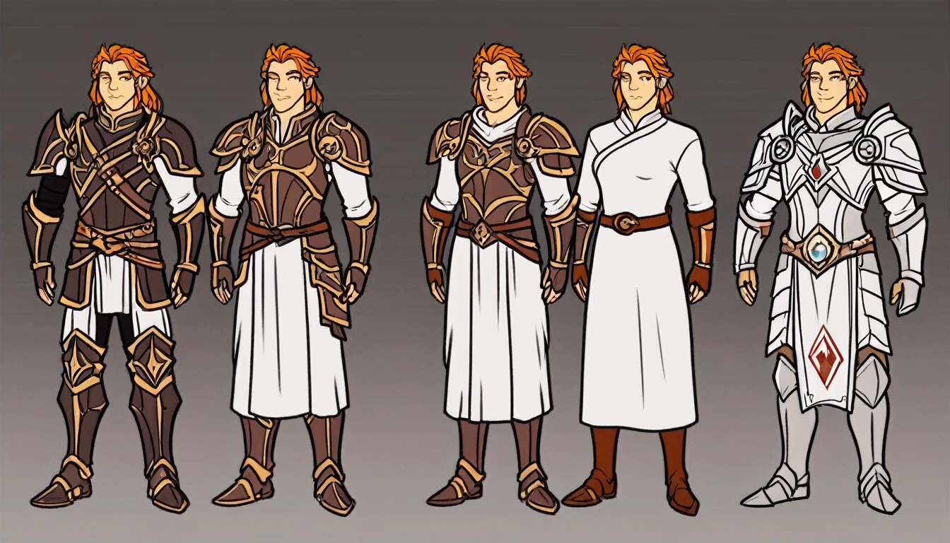 man, fantasy, 3 types, concept art, paladin armor, mithril armor, 3 types шлема, long white robe