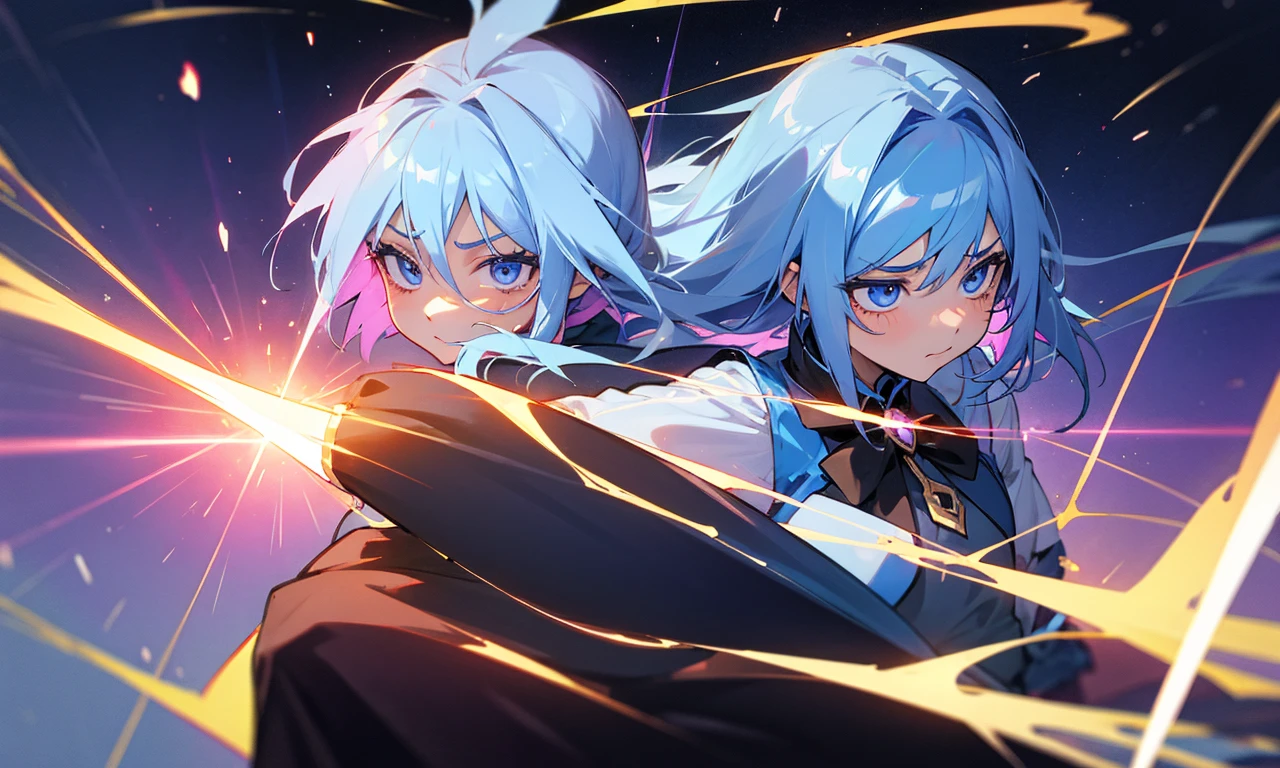 Magician girl sad expression hurt by meteor vortex magic