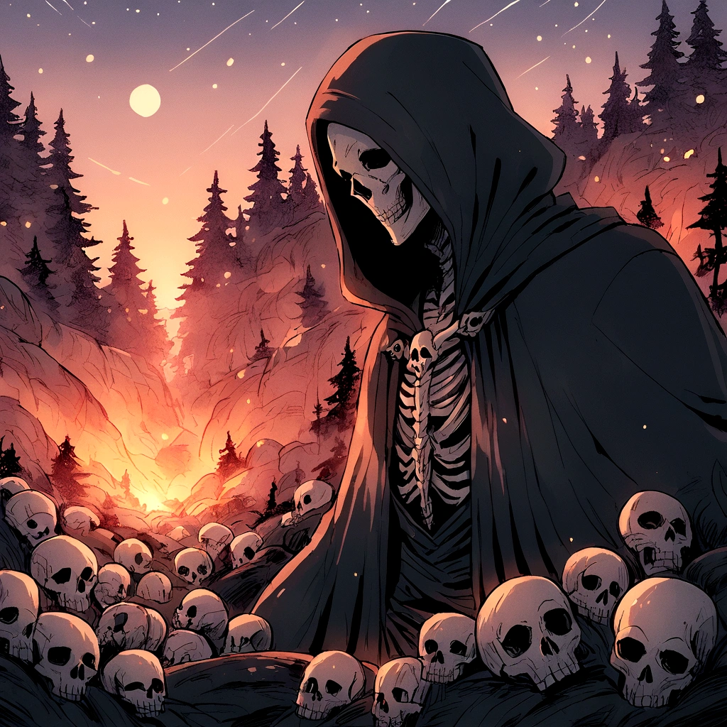 Make the skull the grim reaper, Hellfire, with text "keep FIGHTING until the end"
