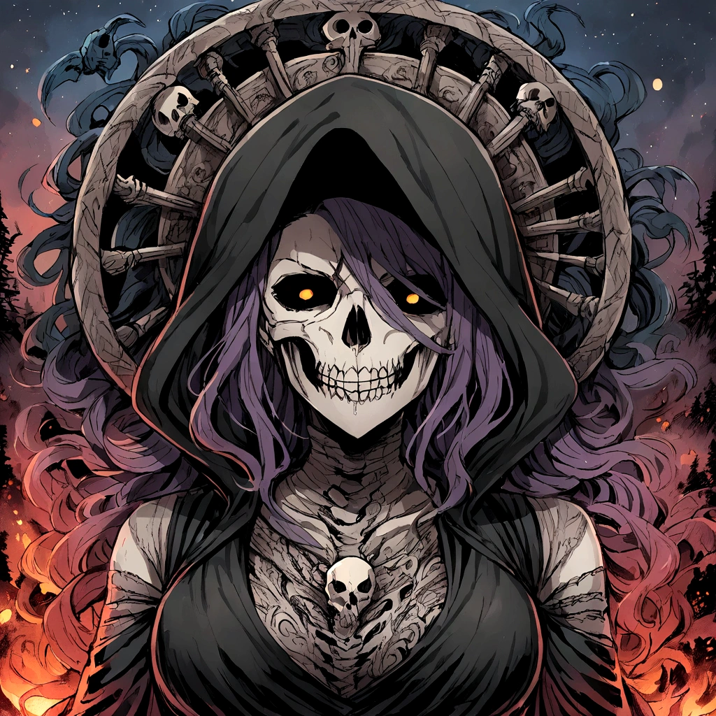 Make the skull the grim reaper, Hellfire, with text "keep FIGHTING until the end"
