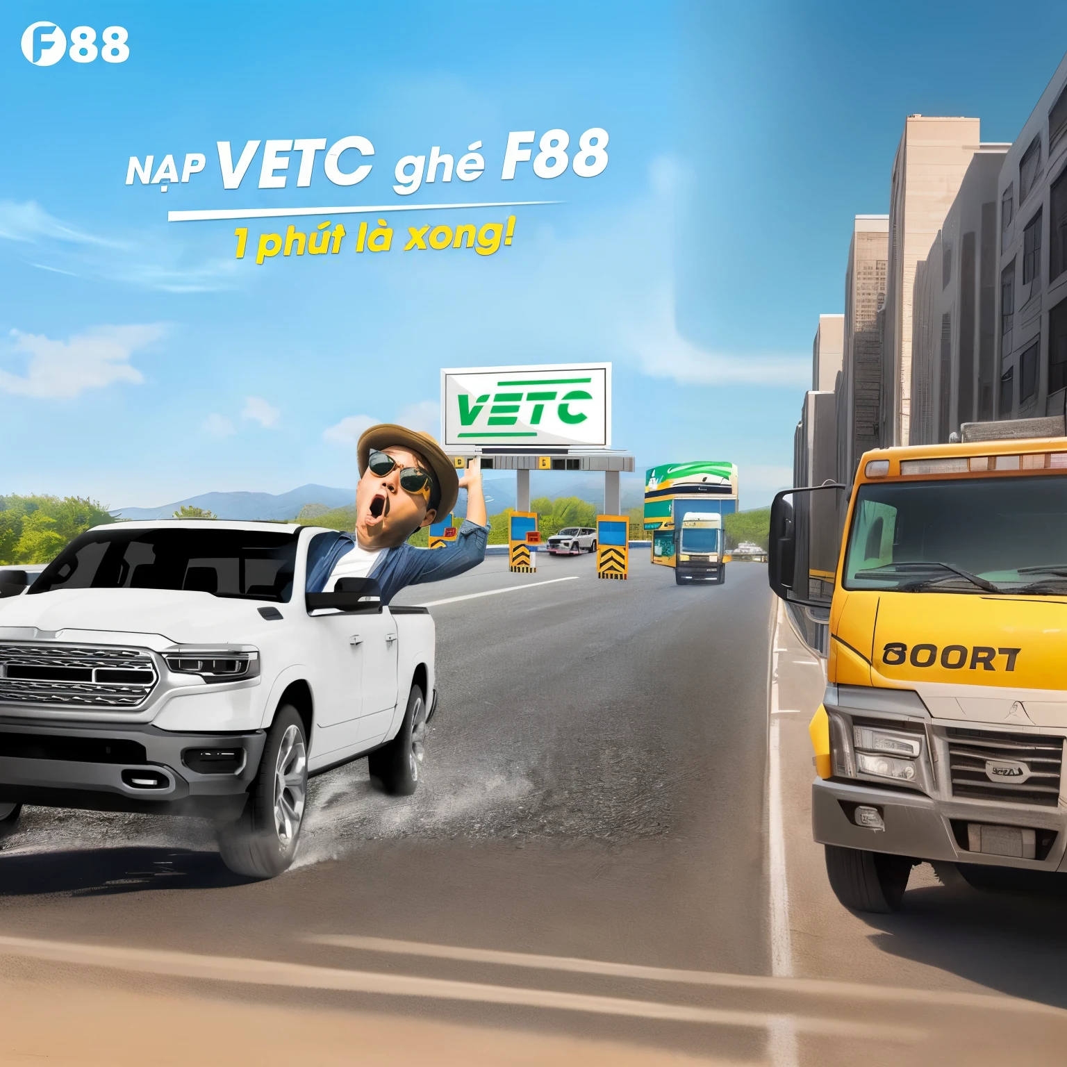 a close up of a truck with a person in the back of it, ngai victo, victo nga, advertising photo, 8 h, f 8, f8, 8k octan advertising photo, very coherent image, vweto ii, meme, snapchat photo, banner, victo nagi, 9 k, victo, 9k, : :