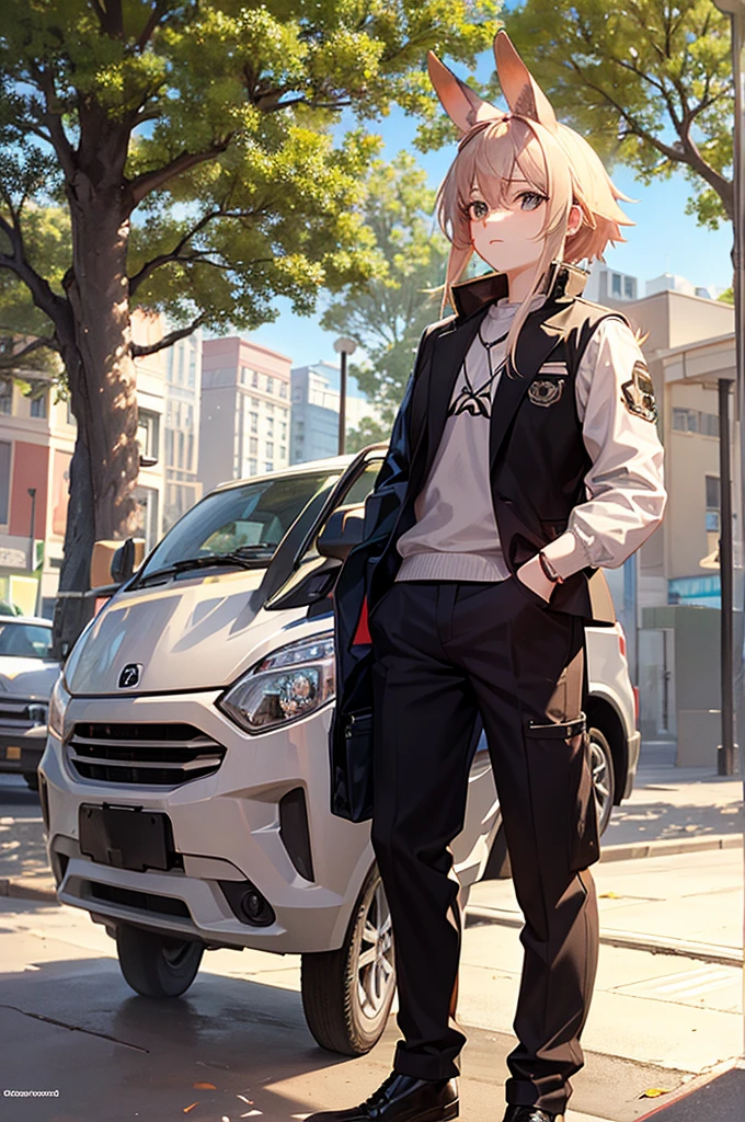 anime boste with squirrels. rabbits, avaves, a vehicle crashed into a tree