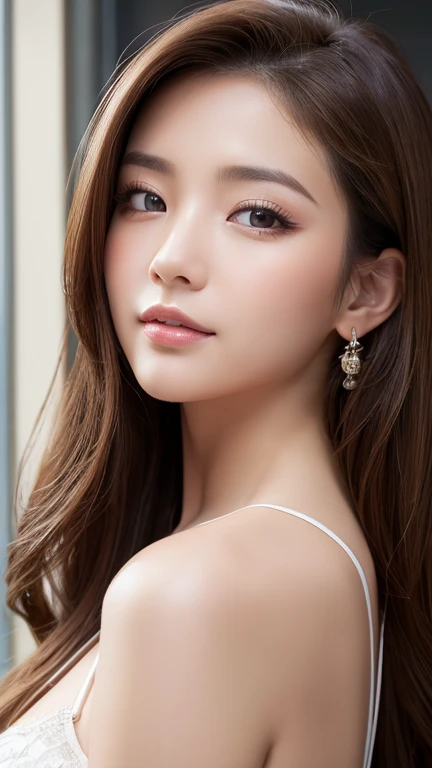 masterpiece:1.3), (8K, Realistic, RAW Photos, Best image quality: 1.4), Japanese Girls、(Super long hair)、Highly detailed face、Attention to detail、double eyelid、Beautiful woman:1.4、Light brown hair、Highest quality、masterpiece、Ultra-high resolution、(Realistic:1.4)、Professional lighting and attention to detail will make you smile、Loose、thin、Deadly position、sexy、whole body、A little dull、A strong-willed girl