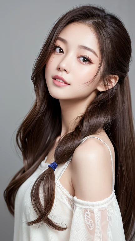 masterpiece:1.3), (8K, Realistic, RAW Photos, Best image quality: 1.4), Japanese Girls、(Random Hairstyles:1.2)、Baby Face、Highly detailed face、Attention to detail、double eyelid、Beautiful woman:1.4、Light brown hair、Highest quality、masterpiece、Ultra-high resolution、(Realistic:1.4)、Professional lighting and attention to detail will make you smile、Loose、thin、Super long hair、Deadly position、whole body、one piece、A little dull、Strong-minded girl